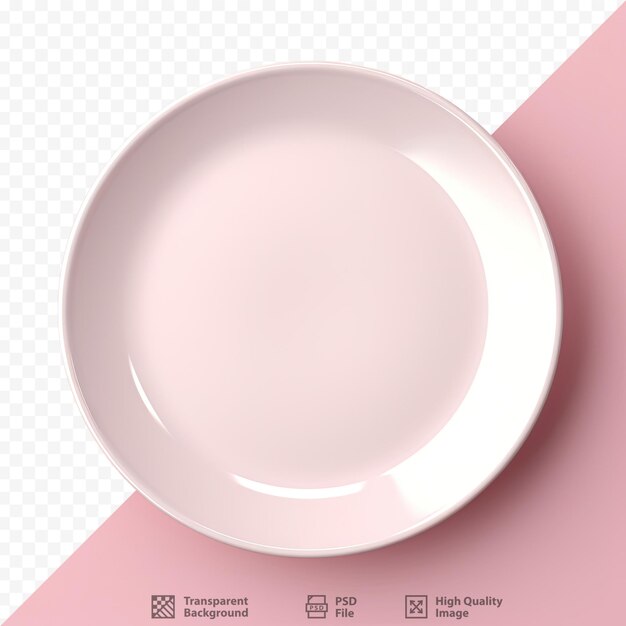PSD Розово-белая тарелка выделяется на прозрачном фоне