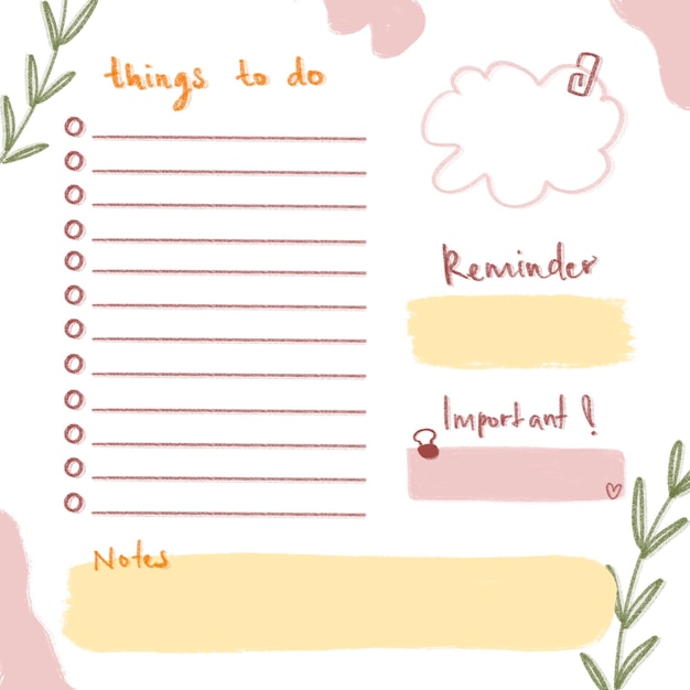 Pink And Yellow Pastel Cute To Do List Journal Decorative Design
