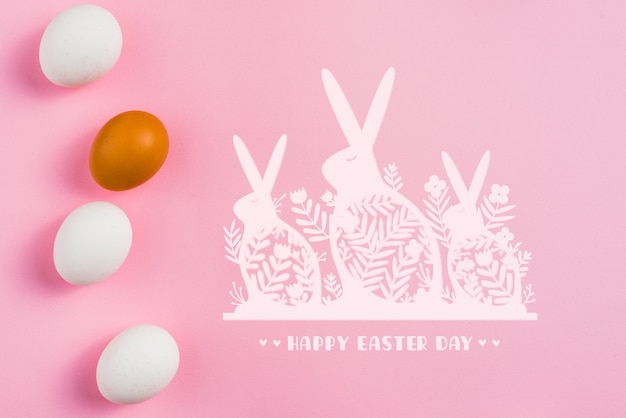 pink background mockup with easter eggs