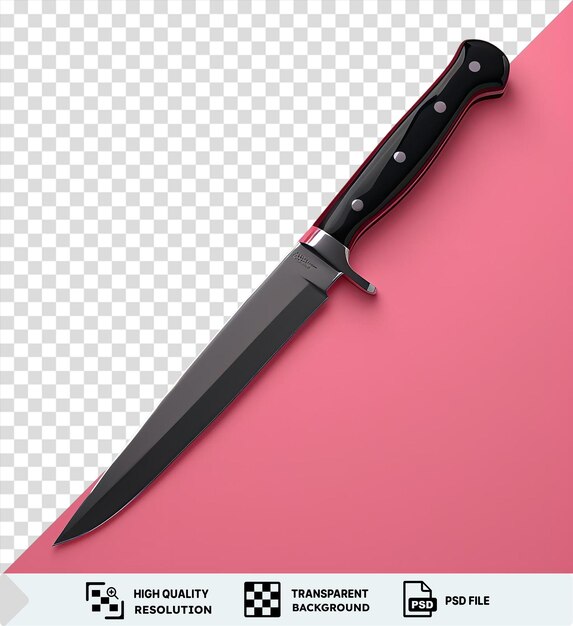 A pink background with a black knife on it