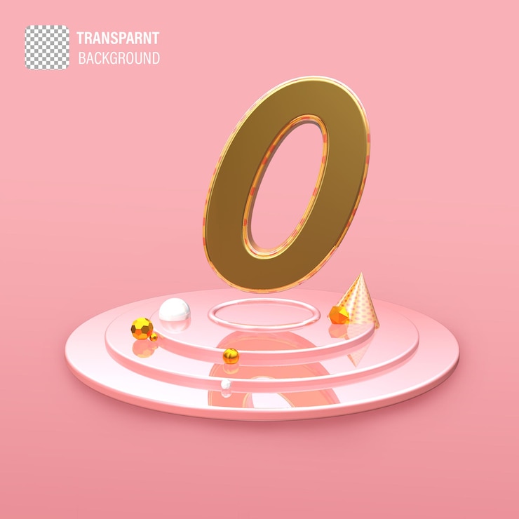 PSD a pink background with a gold number 0 and a gold number 0