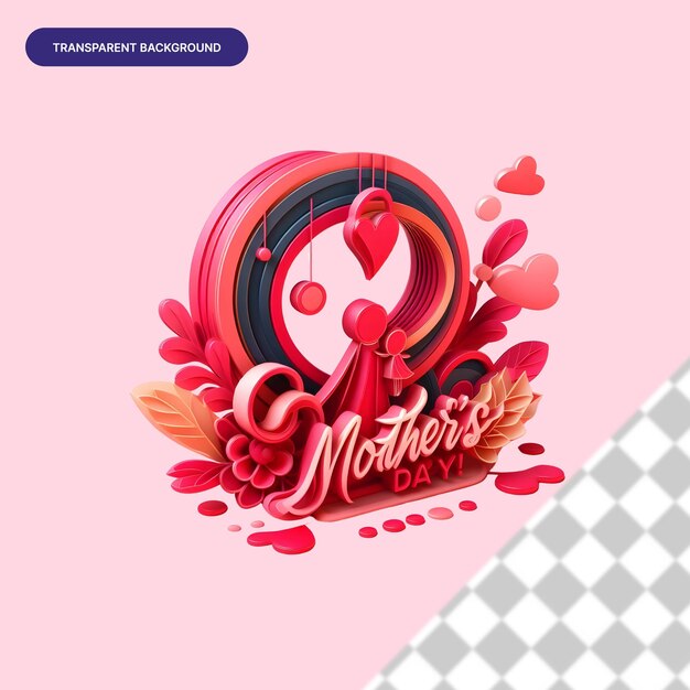 PSD a pink background with a mothers heart and a pink background with hearts and flowers