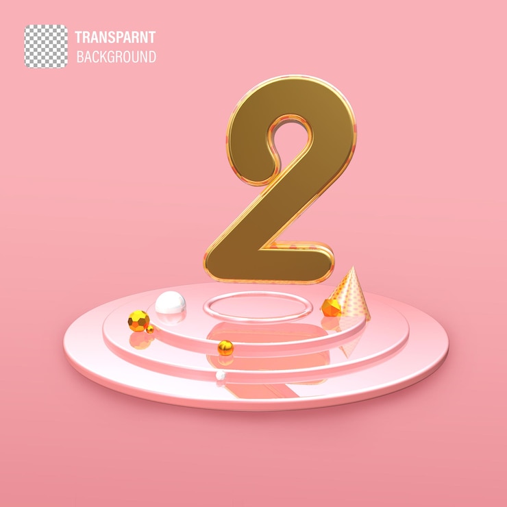 PSD a pink background with a number 2 and a pink background