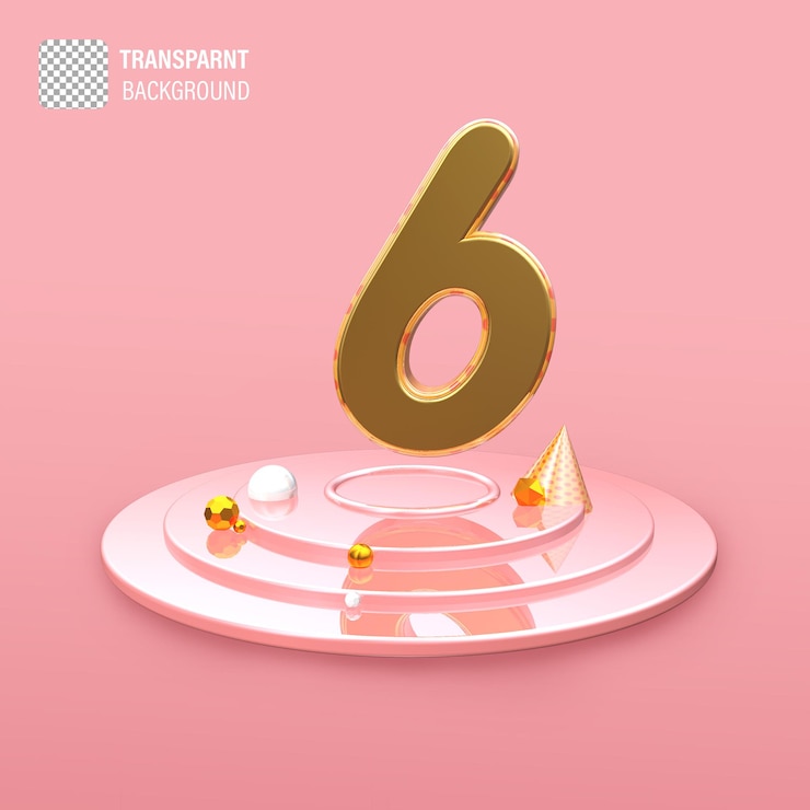 PSD a pink background with a number 6 and a pink background
