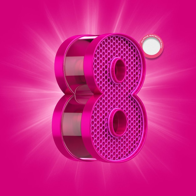 PSD a pink background with a number 8 on it