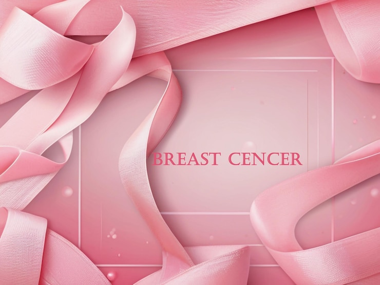 PSD a pink background with a pink ribbon and a ribbon that says breast center