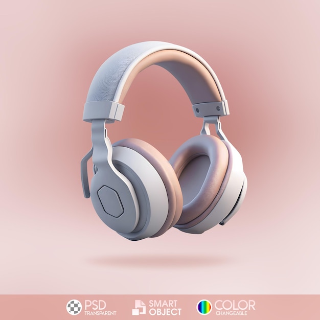 PSD a pink background with a white headphones that says'smart object '