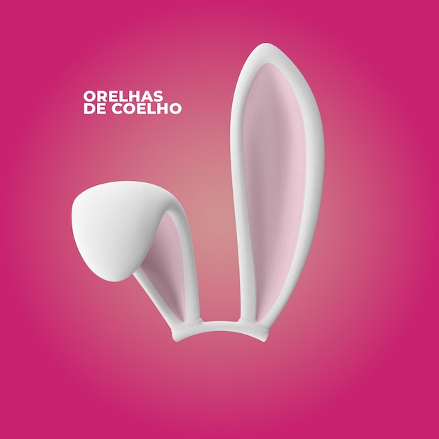 PSD a pink background with a white rabbit ear and the words orcass de coelia