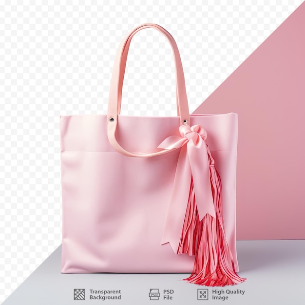 PSD una borsa rosa con sopra un nastro rosa e la scritta 