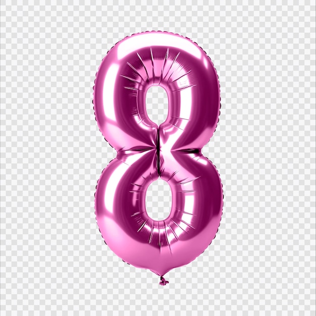 Pink balloon number on a transparent background