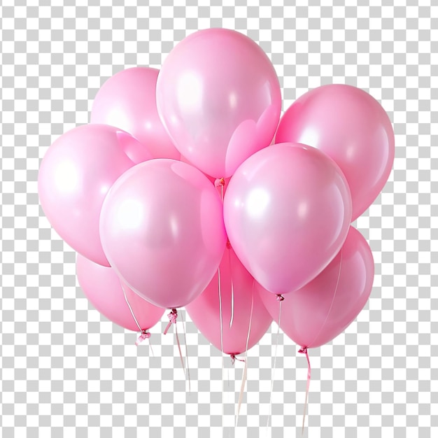 PSD Розовые воздушные шары, выделенные на прозрачном фоне