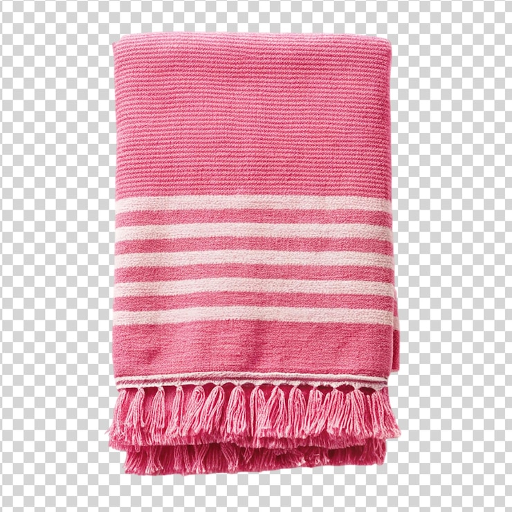 PSD pink beach towel isolated on white background