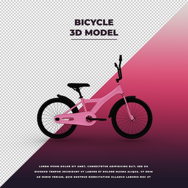 Pink bicycle 3d isolated