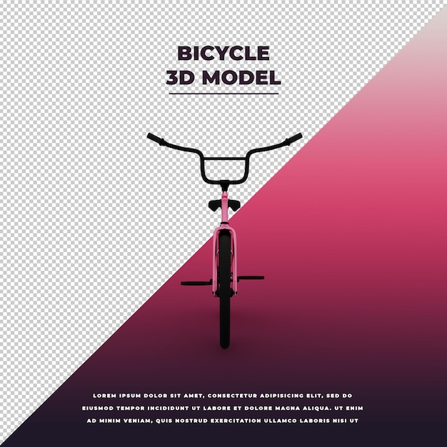 Pink bicycle 3d isolated