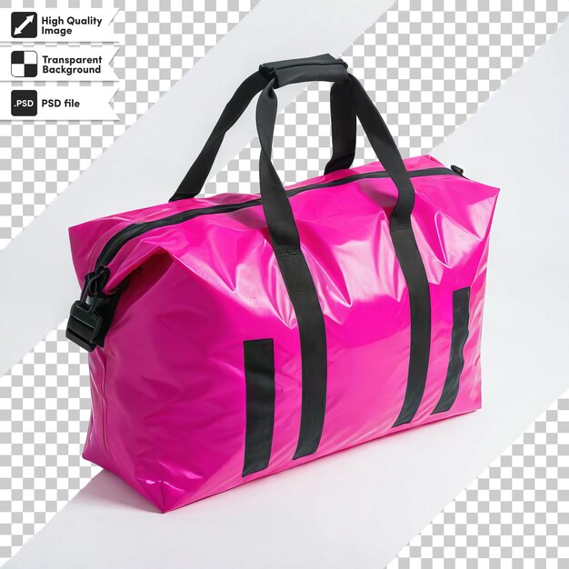 PSD a pink and black bag with a black strap that says  go to the right