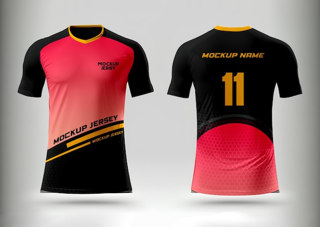 PSD pink black football jersey mockup