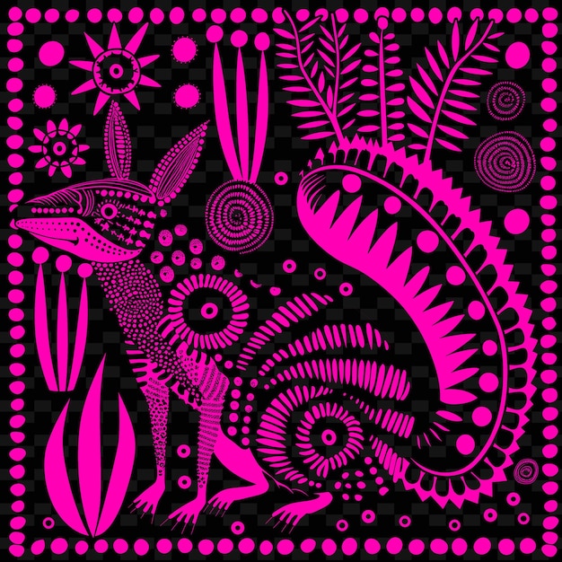 PSD a pink and black lizard with pink and black spots and pink dots