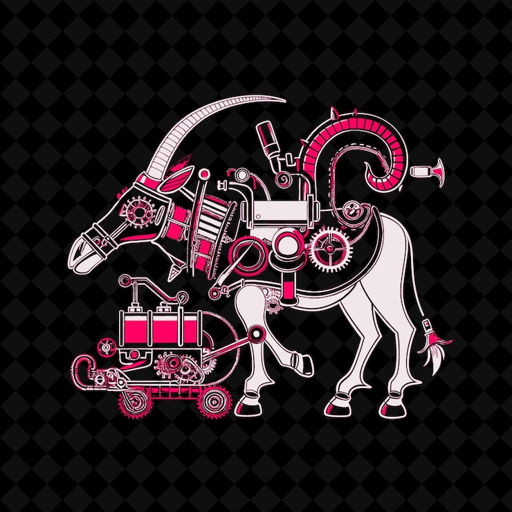 PSD a pink and black logo with a bull and a dragon on it