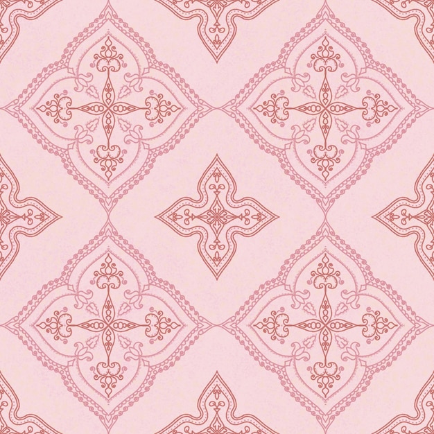 Pink block print style pattern