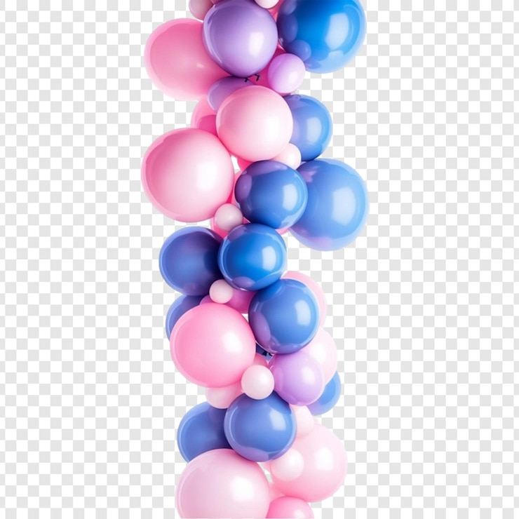PSD pink and blue balloons festive decoration party supplies celebration joy