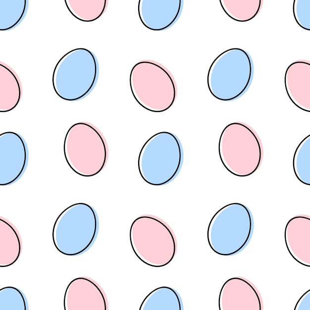 Pink and blue eggs with outline repeating pattern