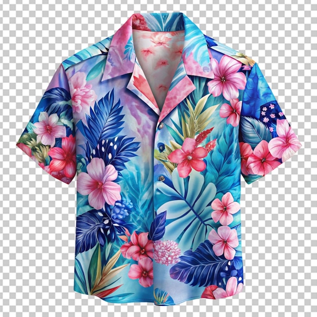 PSD camicia a fiori rosa e blu e sfondo trasparente