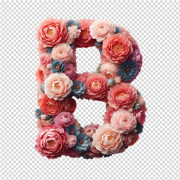 PSD a pink and blue flower with the letter a on it