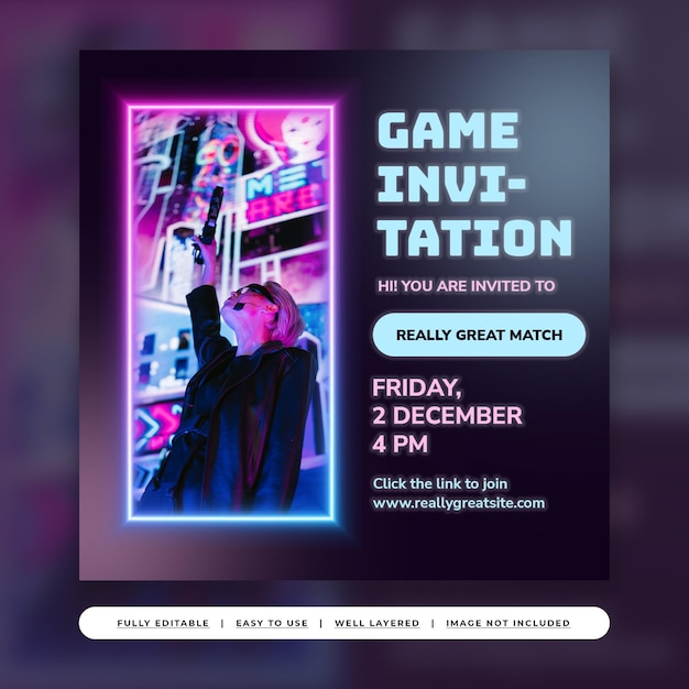 Instagram di gioco al neon creativo con luce blu rosa