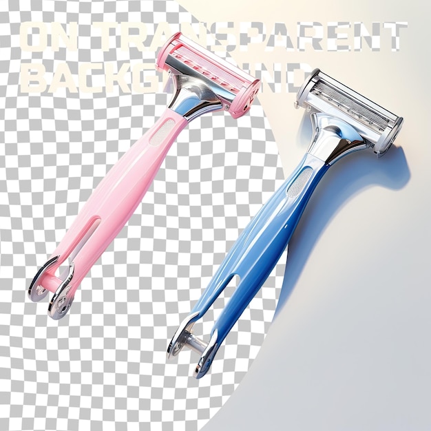 PSD pink and blue razors on transparent background