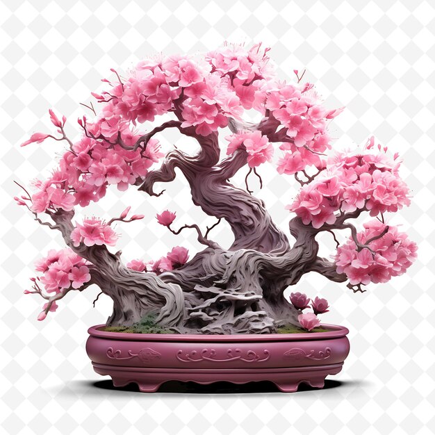 PSD un albero bonsai rosa con fiori rosa su di esso