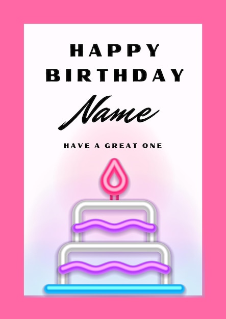 Pink border happy birthday poster