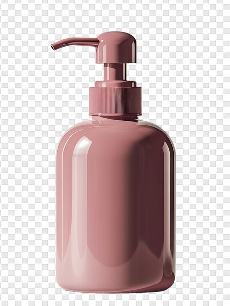 PSD a pink bottle of pink shampoo with a white background