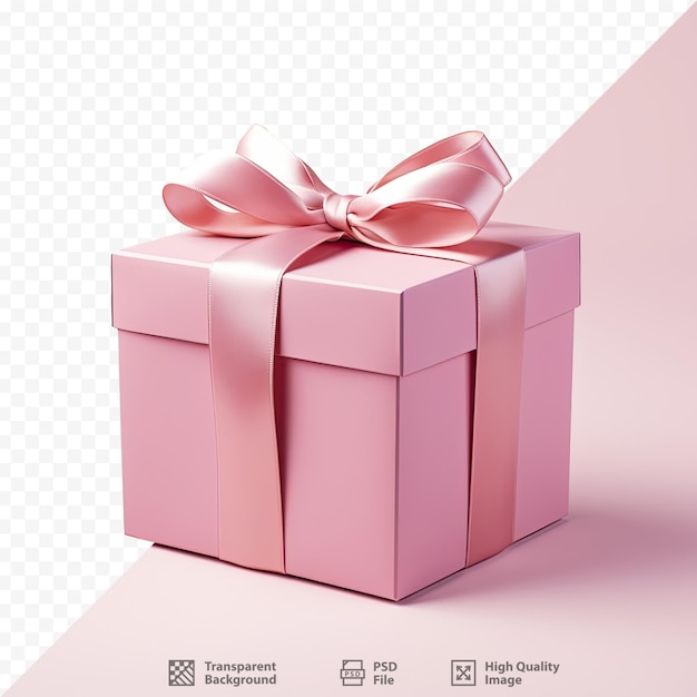 PSD pink box with a pink ribbon tied around it