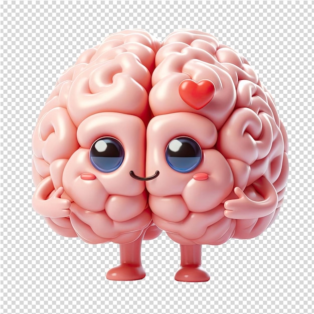 A pink brain with a heart on it and a heart on the top of it