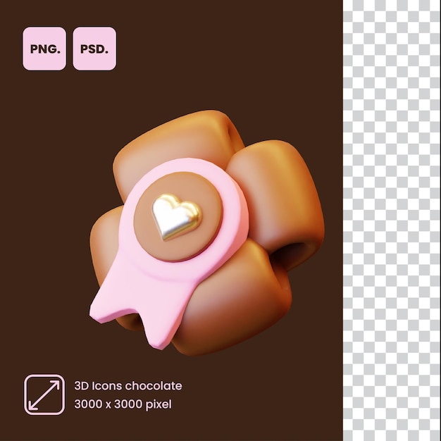 PSD una foto rosa e marrone di un oggetto di cioccolato con le parole png e png.