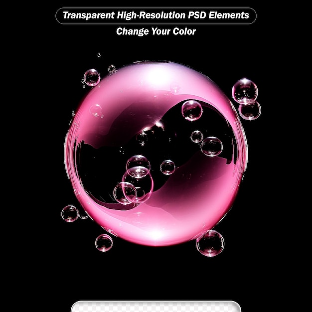 PSD 輝く透明な背景にピンクの泡分子 dna 細胞