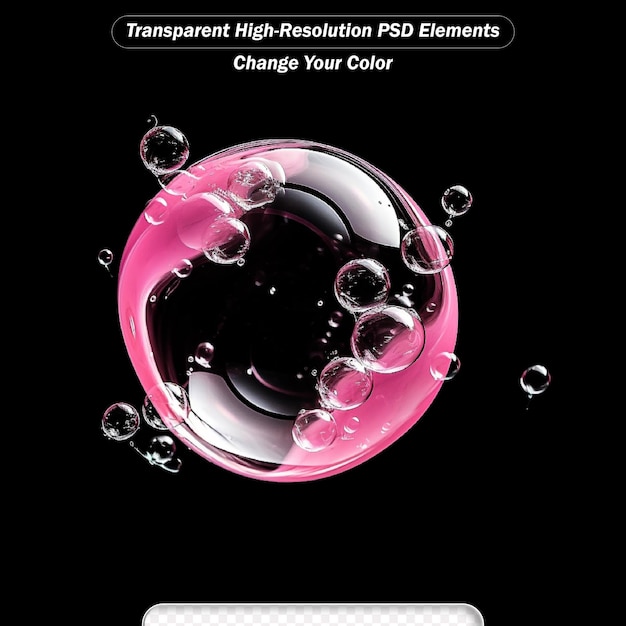 PSD 輝く透明な背景にピンクの泡分子 dna 細胞