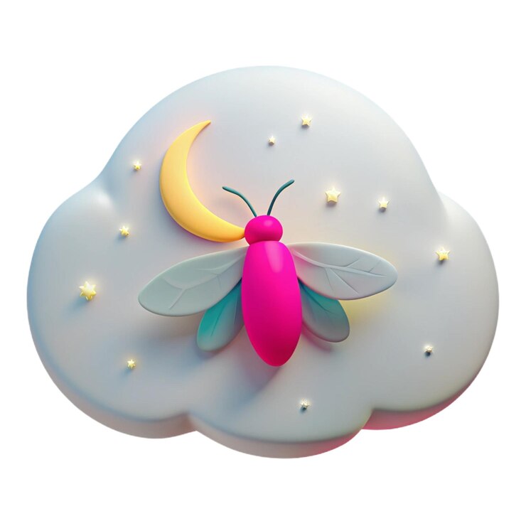PSD a pink butterfly and a pink butterfly on a cloud