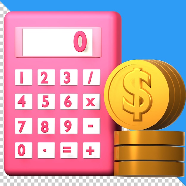 A pink calculator with a dollar sign on it