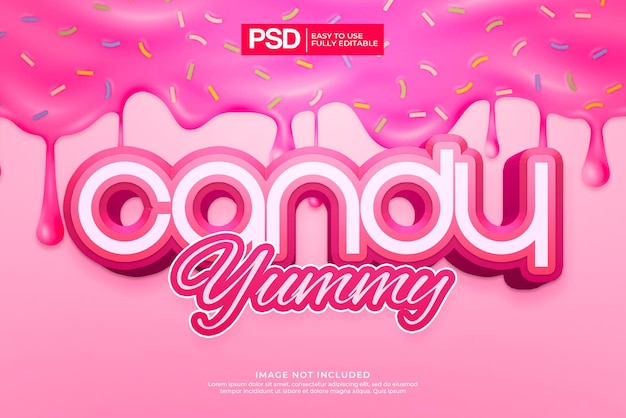 PSD pink candy 3d text effect