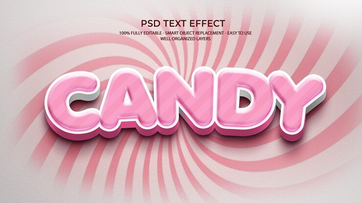 PSD pink candy tekst effect