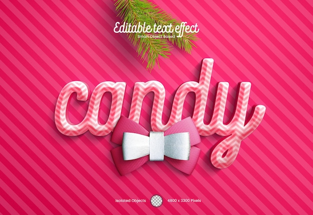 PSD Шаблон макета эффекта pink candy text