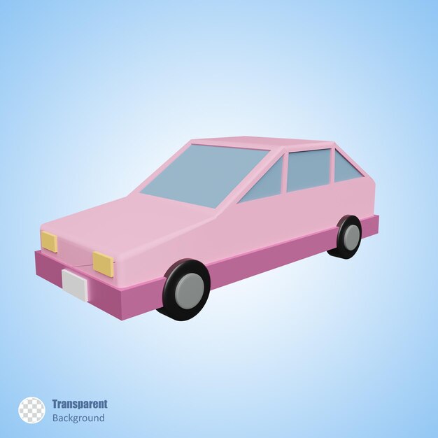 Pink car in 3d render design