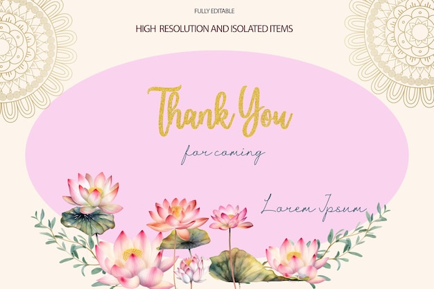 A pink card with watercolor flowers and the words thank you fanning.