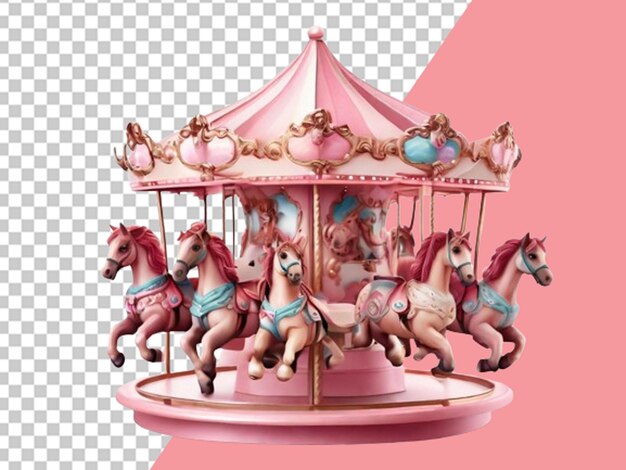 PSD pink carousel with cute horses