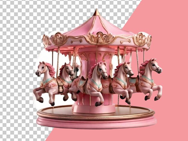 PSD pink carousel with cute horses