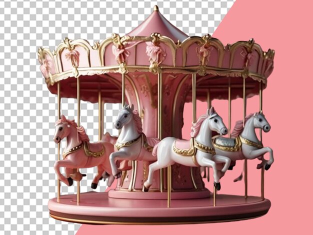 PSD pink carousel with cute horses