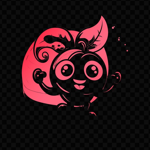 PSD a pink cat with big eyes sits on a black background