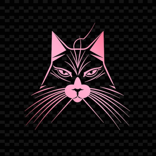 PSD a pink cat with a pink nose on a black background