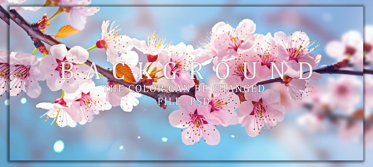 PSD 青い 空 に 対し て く ピンク の チェリー の 花